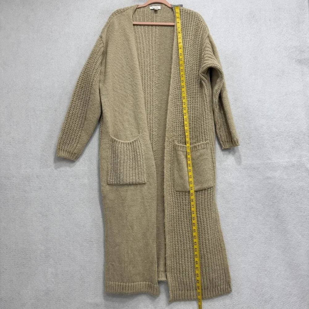 Topshop Cardigan Sweater Womens Small Beige Longline Duster Open Front Pockets